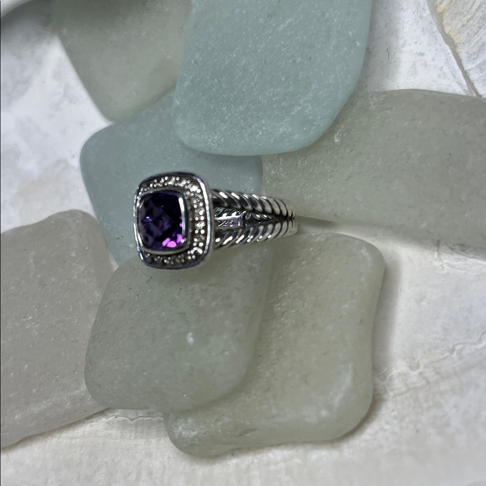 David Yurman Petite Albion Amethyst Ring With Pave’ Diamonds - Picture 4 of 8